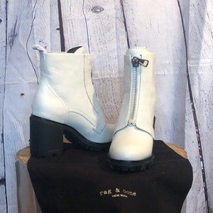 NWT Rag and Bone Shiloh High Zip Boots in Antique White Size 9US